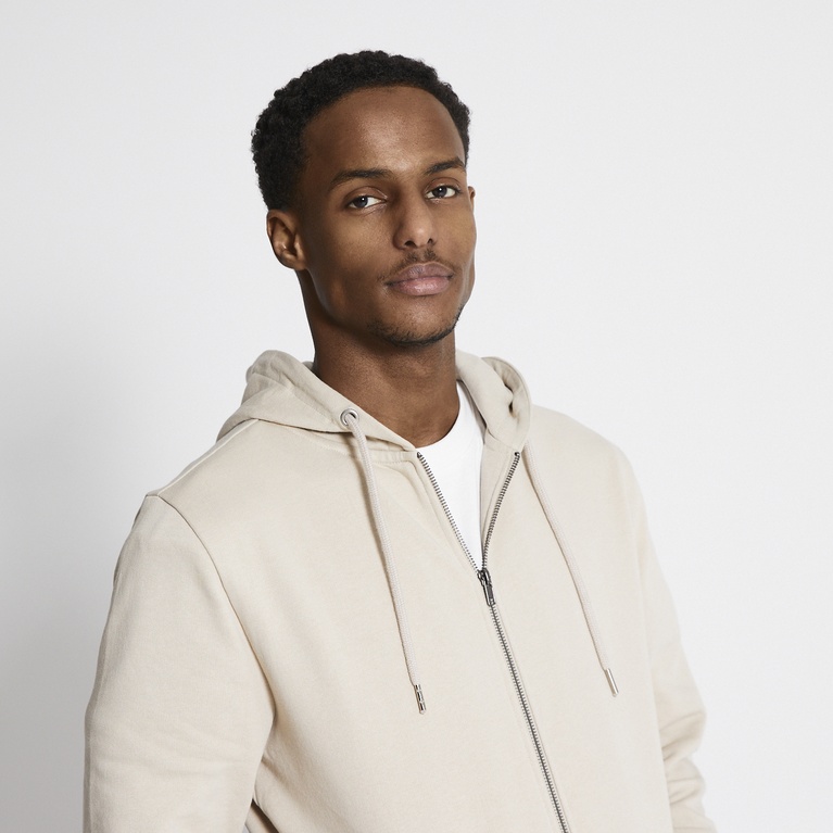 Basic zip hoodie "Rocky" Stone